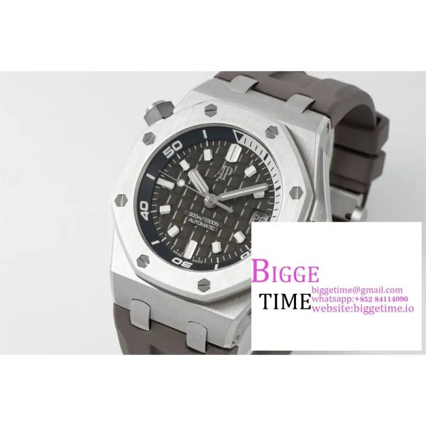 Royal Oak Offshore Diver 15720 SS APSF 1:1 Best Edition Gray Dial on Gray Rubber Strap A4308 - Image 5