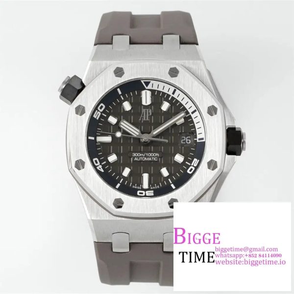 Royal Oak Offshore Diver 15720 SS APSF 1:1 Best Edition Gray Dial on Gray Rubber Strap A4308