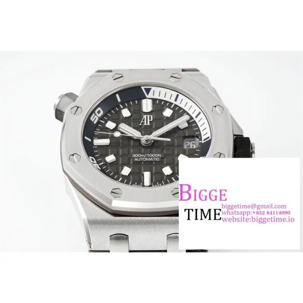 Royal Oak Offshore Diver 15720 SS APSF 1:1 Best Edition Gray Dial on Gray Rubber Strap A4308 - Image 6
