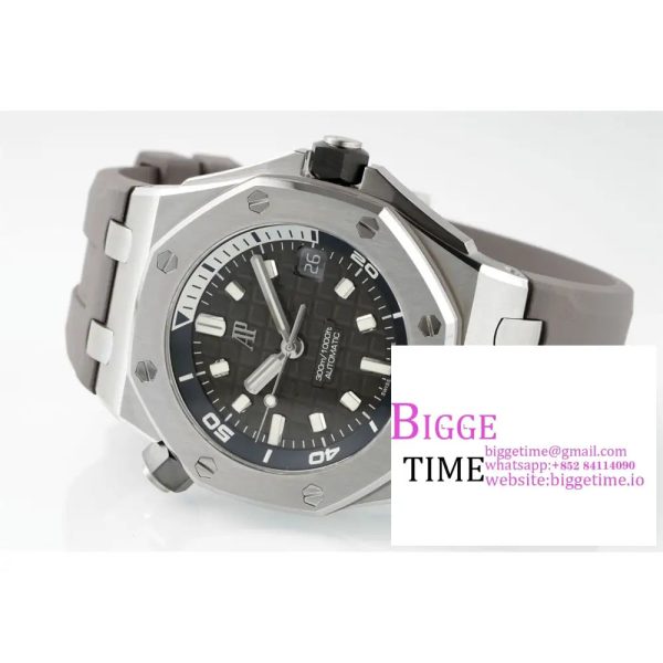 Royal Oak Offshore Diver 15720 SS APSF 1:1 Best Edition Gray Dial on Gray Rubber Strap A4308 - Image 7
