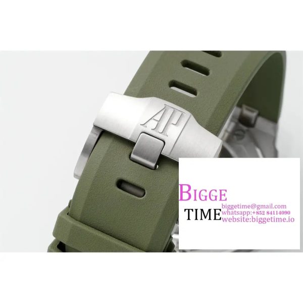 Royal Oak Offshore Diver 15720 SS APSF 1:1 Best Edition Green Dial on Green Rubber Strap A4308 - Image 8