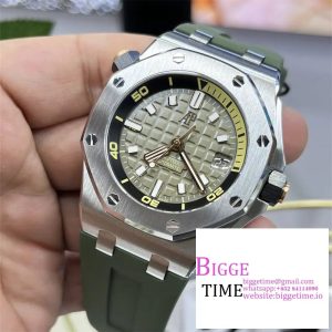 Royal Oak Offshore Diver 15720 ZF 1:1 Best Edition Green Dial on Green Rubber Strap A4308