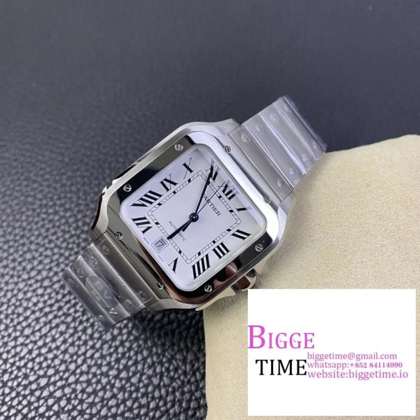 Santos 40mm White Dial SS Bracelet AF MY9015 - Image 6