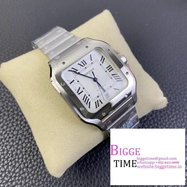 Santos 40mm White Dial SS Bracelet AF MY9015 - Image 5
