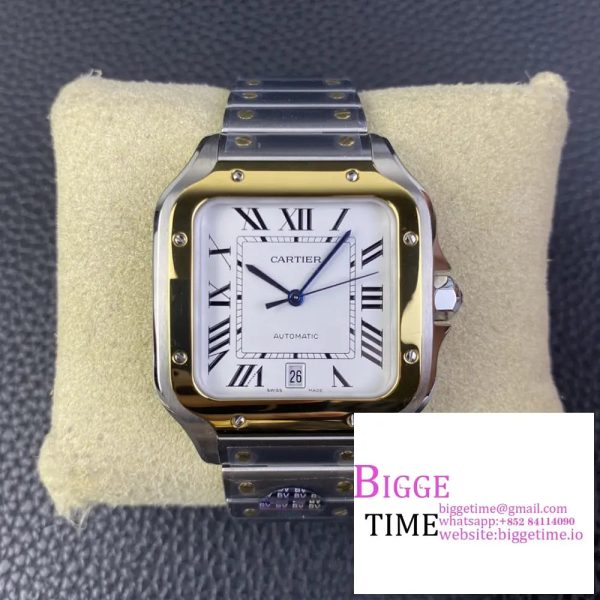 Santos  40mm YG Bezel White Dial YG/SS Bracelet AF MY9015