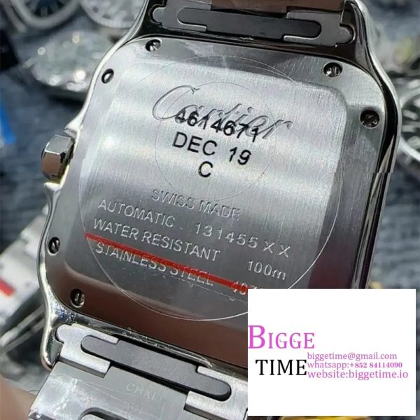 Santos de Cartier 35mm SS AF 1:1 Best Edition Blue Dial on SS SmartLinks Bracelet MIYOTA 9015 - Image 4