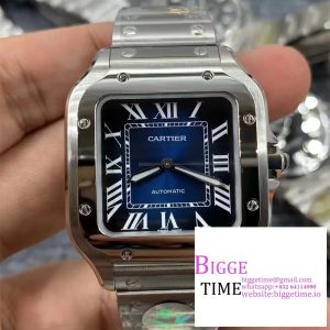 Santos de Cartier 35mm SS AF 1:1 Best Edition Blue Dial on SS SmartLinks Bracelet MIYOTA 9015