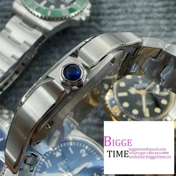 Santos de Cartier 35mm SS AF 1:1 Best Edition Blue Dial on SS SmartLinks Bracelet MIYOTA 9015 - Image 5