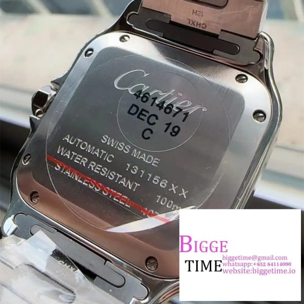 Santos de Cartier 35mm SS AF 1:1 Best Edition Green Dial on SS SmartLinks Bracelet MIYOTA 9015 - Image 7