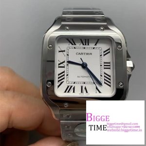 Santos de Cartier 35mm SS AF 1:1 Best Edition White Dial on SS Bracelet MIYOTA 9015