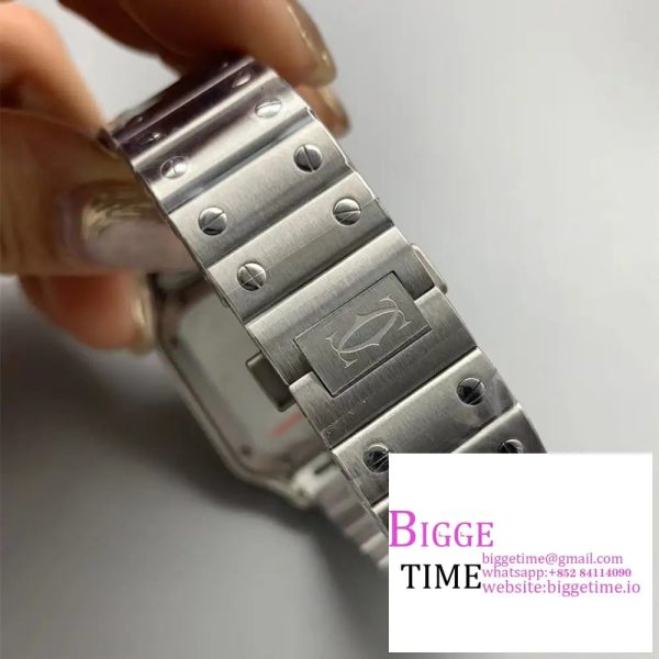Santos de Cartier 35mm SS AF 1:1 Best Edition White Dial on SS Bracelet MIYOTA 9015 - Image 5