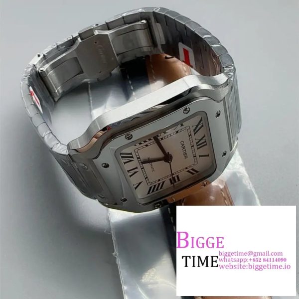 Santos de Cartier 35mm SS AF 1:1 Best Edition White Dial on SS Bracelet MIYOTA 9015 - Image 3