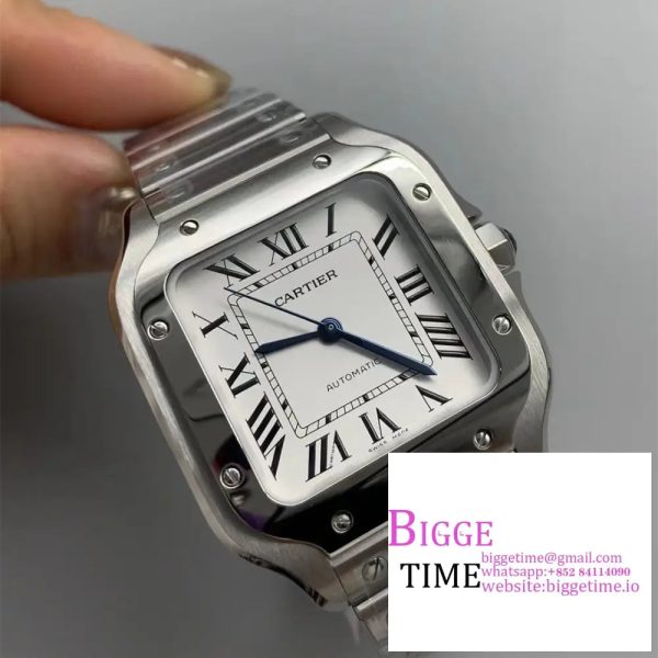 Santos de Cartier 35mm SS AF 1:1 Best Edition White Dial on SS Bracelet MIYOTA 9015 - Image 4