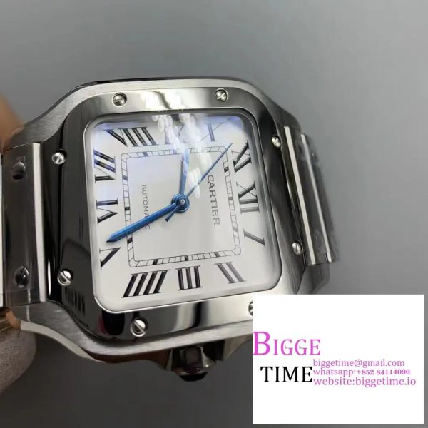Santos de Cartier 35mm SS AF 1:1 Best Edition White Dial on SS Bracelet MIYOTA 9015 - Image 2