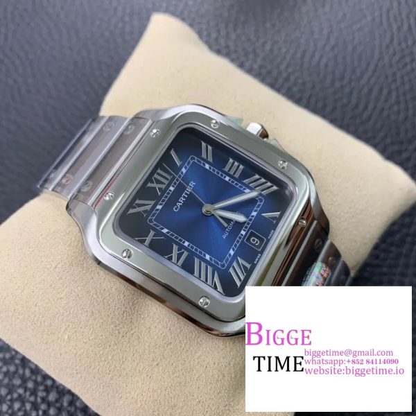 Santos de Cartier 40mm SS AF 1:1 Best Edition Blue Dial on SS SmartLinks Bracelet MIYOTA 9015 - Image 3
