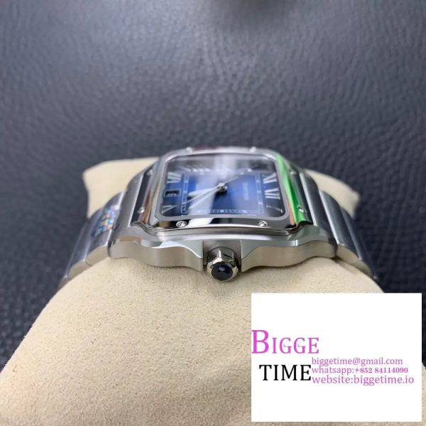 Santos de Cartier 40mm SS AF 1:1 Best Edition Blue Dial on SS SmartLinks Bracelet MIYOTA 9015 - Image 4