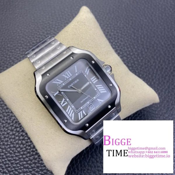 Santos de Cartier 40mm SS AF 1:1 Best Edition Gray Dial on SS SmartLinks Bracelet MIYOTA 9015 - Image 2