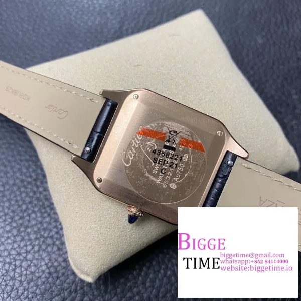 Santos Dumont 32mm RG AF 1:1 Best Edition Silver Dial on Blue Leather Strap Ronda Quartz  In stock Sku: Cartier 0266 - Image 8