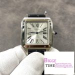 Santos Dumont 32mm SS AF 1:1 Best Edition Silver Dial on Gray Leather Strap Ronda Quartz
