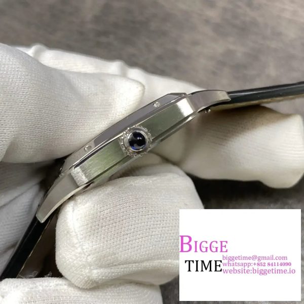 Santos Dumont 32mm SS AF 1:1 Best Edition Silver Dial on Gray Leather Strap Ronda Quartz - Image 4