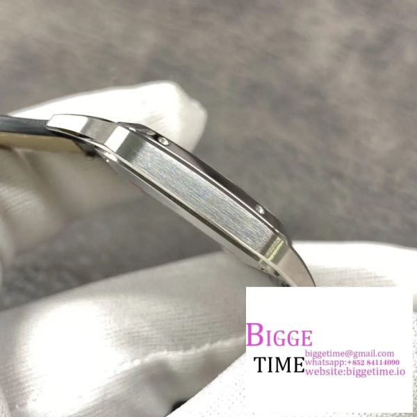 Santos Dumont 32mm SS AF 1:1 Best Edition Silver Dial on Gray Leather Strap Ronda Quartz - Image 5