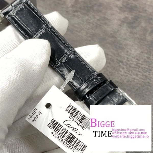 Santos Dumont 32mm SS AF 1:1 Best Edition Silver Dial on Gray Leather Strap Ronda Quartz - Image 7