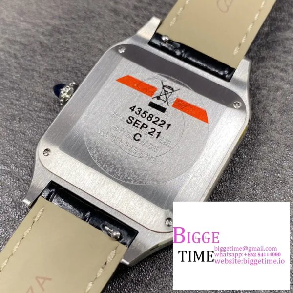 Santos Dumont 32mm SS AF 1:1 Best Edition Silver Dial on Gray Leather Strap Ronda Quartz - Image 8