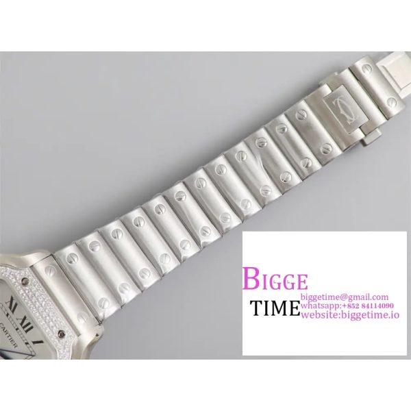 Santos Medium 35mm Diamond Bezel White Dial SS Bracelet BVF MY9015 - Image 7