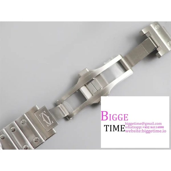 Santos Medium 35mm Diamond Bezel White Dial SS Bracelet BVF MY9015 - Image 8