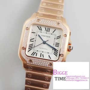 Santos Medium 35mm RG Diamond Bezel White Dial RG Bracelet BVF MY9015