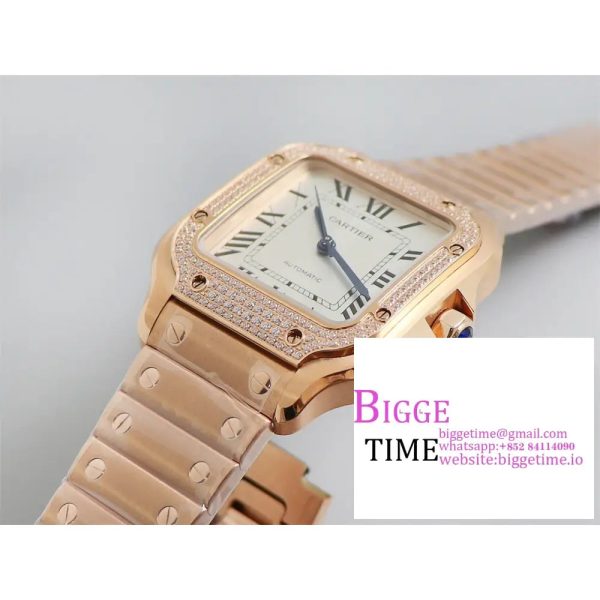 Santos Medium 35mm RG Diamond Bezel White Dial RG Bracelet BVF MY9015 - Image 2
