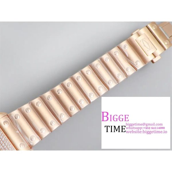Santos Medium 35mm RG Diamond Bezel White Dial RG Bracelet BVF MY9015 - Image 7