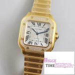 Santos Medium 35mm YG Diamond Bezel White Dial YG Bracelet BVF MY9015
