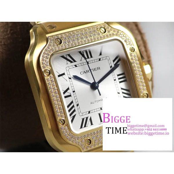 Santos Medium 35mm YG Diamond Bezel White Dial YG Bracelet BVF MY9015 - Image 3