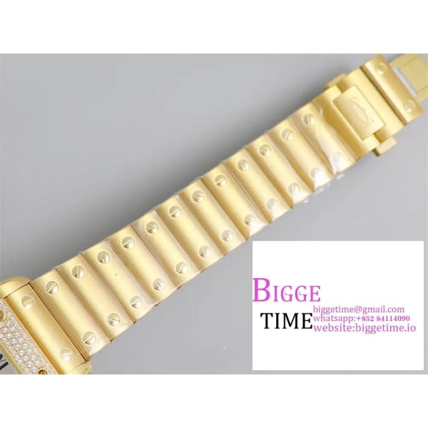 Santos Medium 35mm YG Diamond Bezel White Dial YG Bracelet BVF MY9015 - Image 7