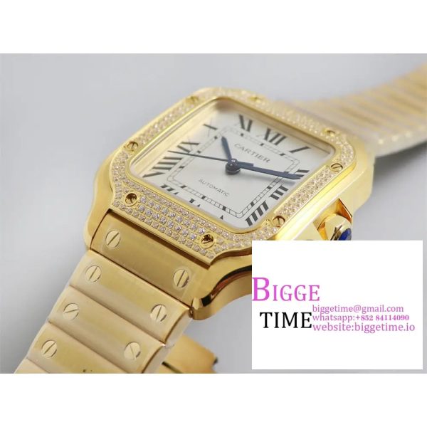 Santos Medium 35mm YG Diamond Bezel White Dial YG Bracelet BVF MY9015 - Image 2