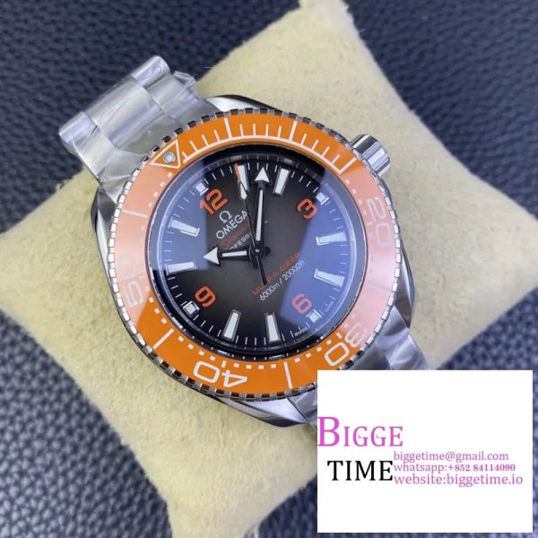 Seamaster 6000M Ultra Deep SS VSF 1:1 Best Edition Brown Dial Orange Bezel on SS Bracelet A8912 - Image 2