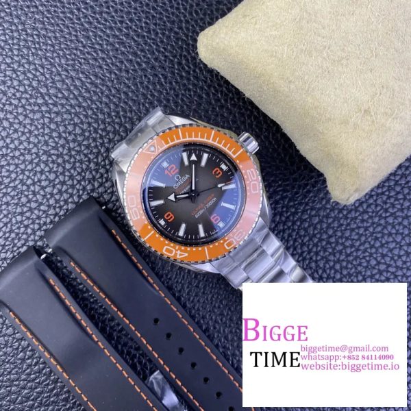 Seamaster 6000M Ultra Deep SS VSF 1:1 Best Edition Brown Dial Orange Bezel on SS Bracelet A8912 - Image 8