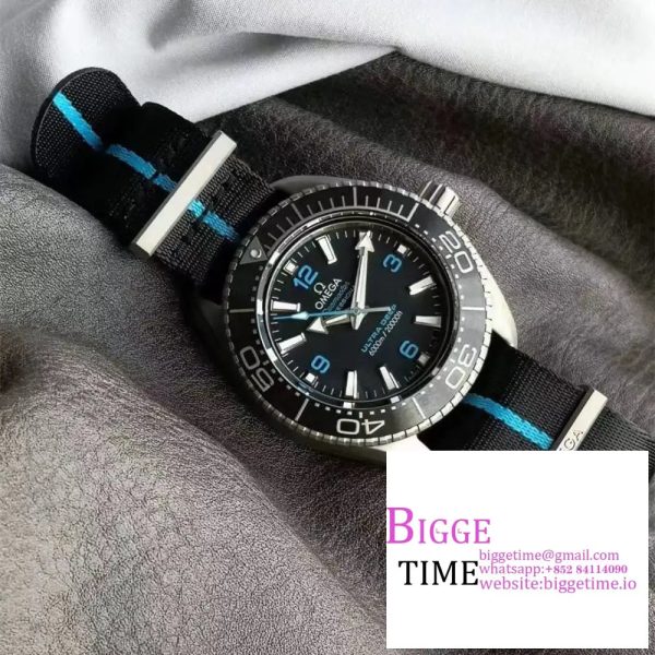 Seamaster 6000M Ultra Deep Titanium VSF 1:1 Best Edition Black Dial on Black Nylon Strap A8912 - Image 5