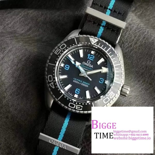 Seamaster 6000M Ultra Deep Titanium VSF 1:1 Best Edition Black Dial on Black Nylon Strap A8912 - Image 8