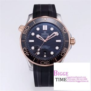Seamaster Diver 300M SS/RG VSF 1:1 Best Edition RG Bezel Black Dial on SS/RG Bracelet A8800