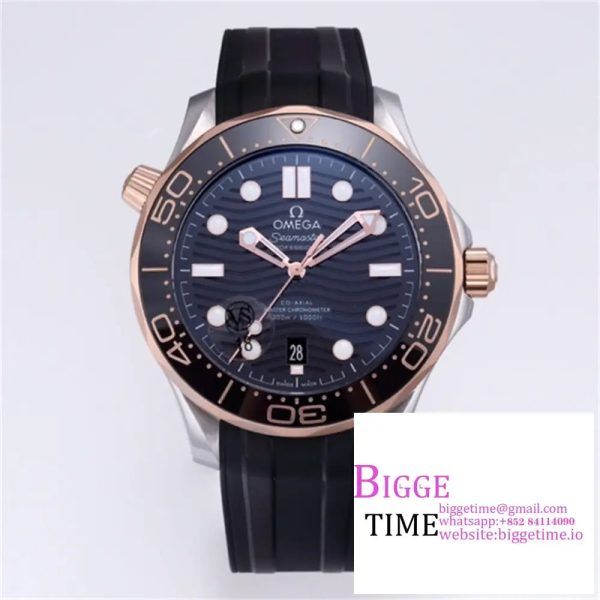 Seamaster Diver 300M SS/RG VSF 1:1 Best Edition RG Bezel Black Dial on SS/RG Bracelet A8800