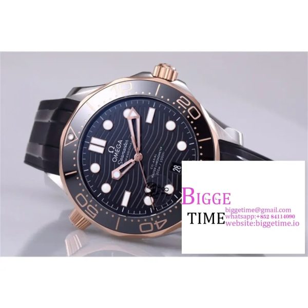 Seamaster Diver 300M SS/RG VSF 1:1 Best Edition RG Bezel Black Dial on SS/RG Bracelet A8800 - Image 3