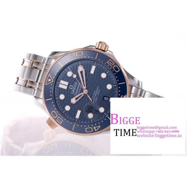 Seamaster Diver 300M SS/RG VSF 1:1 Best Edition RG Bezel Blue Dial on SS/RG Bracelet A8800 - Image 7