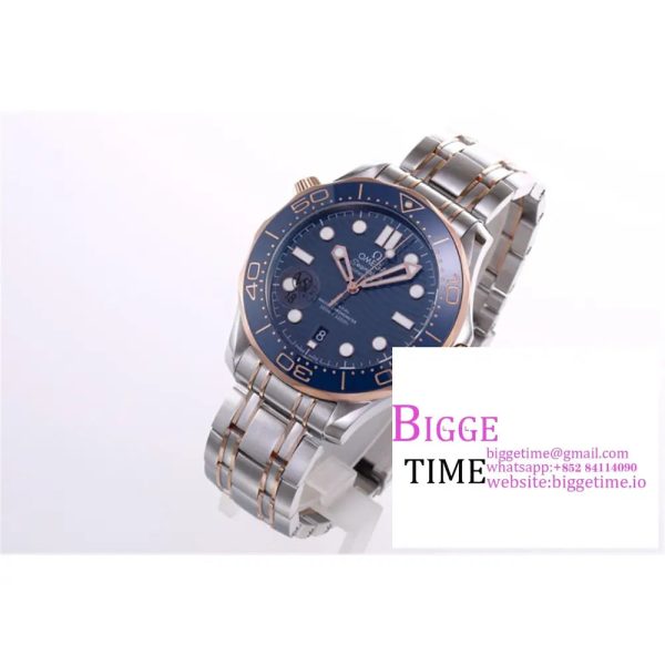 Seamaster Diver 300M SS/RG VSF 1:1 Best Edition RG Bezel Blue Dial on SS/RG Bracelet A8800 - Image 5