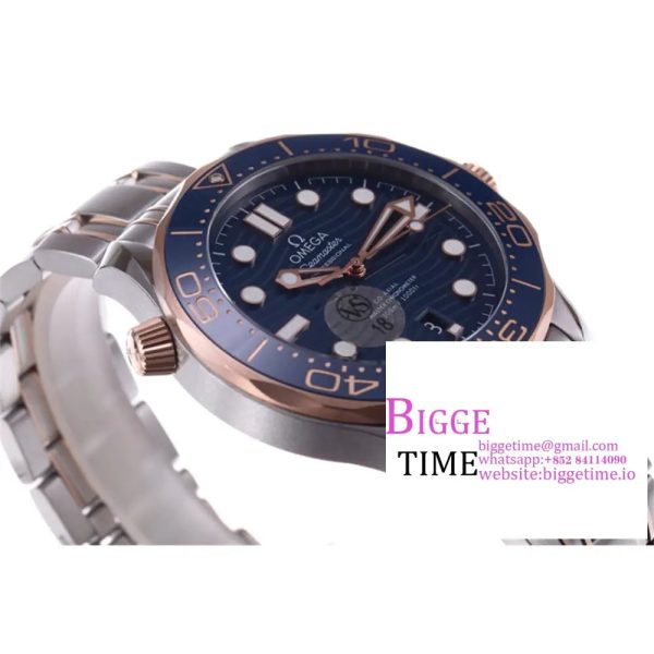 Seamaster Diver 300M SS/RG VSF 1:1 Best Edition RG Bezel Blue Dial on SS/RG Bracelet A8800 - Image 4