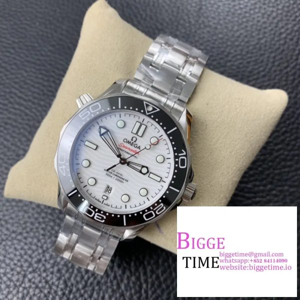 Seamaster Diver 300M SS VSF 1:1 Best Edition Black Bezel White Dial on SS Bracelet A8800 - Image 4