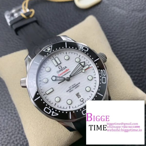 Seamaster Diver 300M SS VSF 1:1 Best Edition Black Bezel White Dial on Black rubber wristbandt A8800 - Image 5
