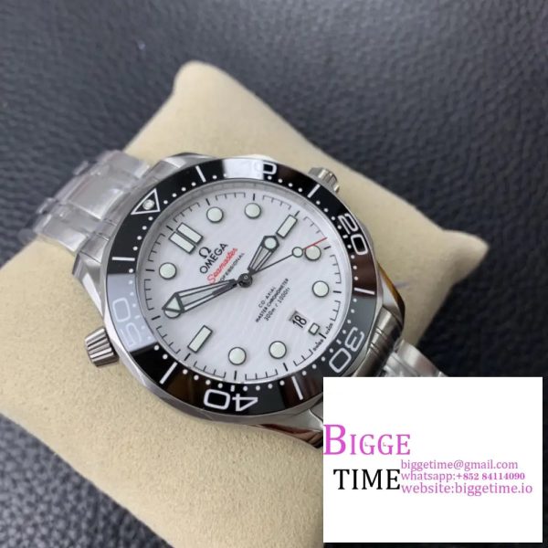 Seamaster Diver 300M SS VSF 1:1 Best Edition Black Bezel White Dial on SS Bracelet A8800 - Image 6