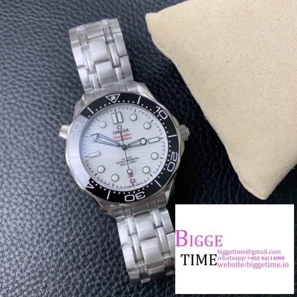 Seamaster Diver 300M SS VSF 1:1 Best Edition Black Bezel White Dial on SS Bracelet A8800 - Image 5